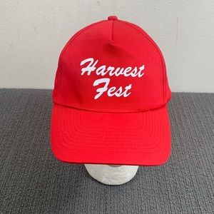 Vintage Harvest Fest Snapback Hat Mens OSFA Red White Baseball Cap KC